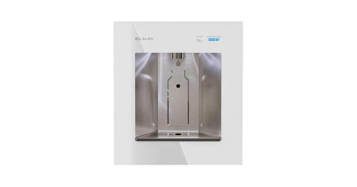 Zurn Elkay ezH2O LBWD06WHK Aspen White Built-In Filtered Bottle Filling Station with Touchless Sensor Activation and Remote Chiller - 115V - Chilled