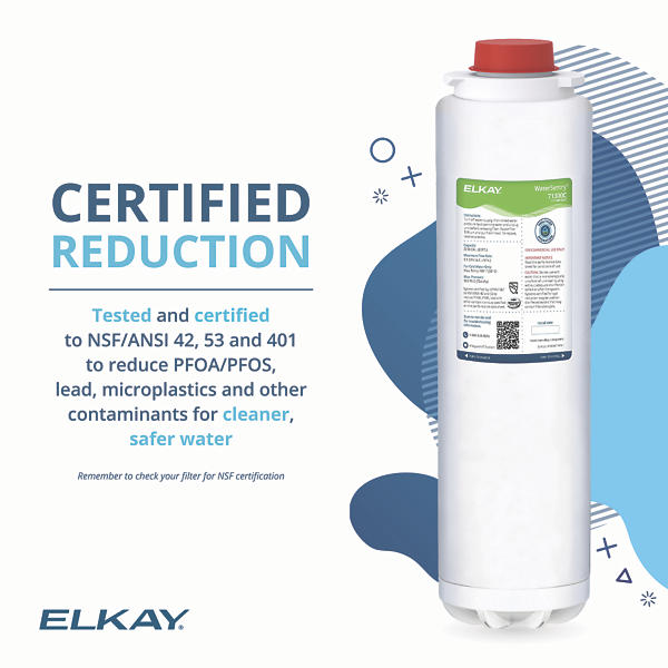 Elkay WaterSentry PFAS Lead Microplastics Filter: NSF Certified, 2250 Gallon, 12-Month Replacement