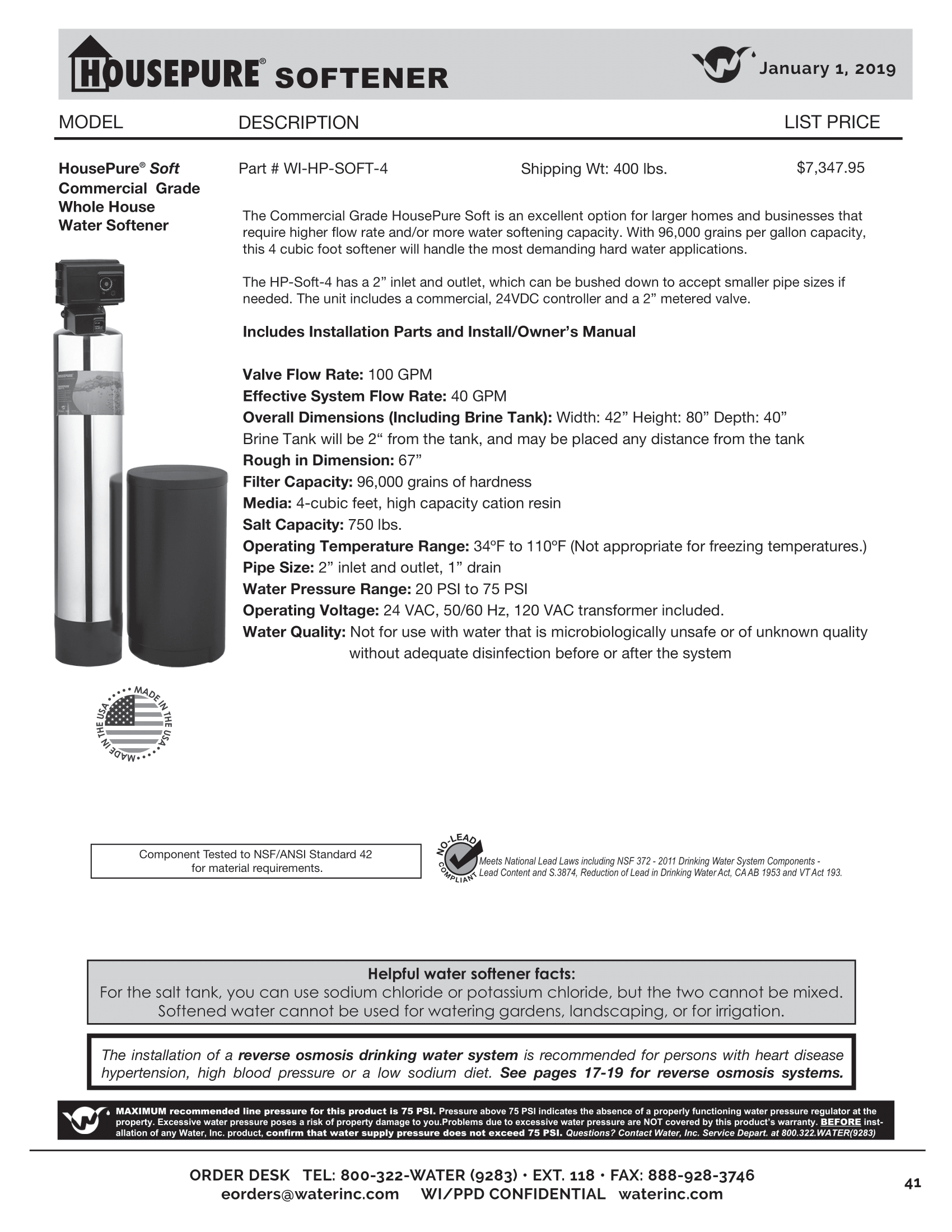 Water Inc HousePure WI-HP-SOFT-4 HousePure Soft Commercial Grade Whole House freeshipping - Drinking Well Co.