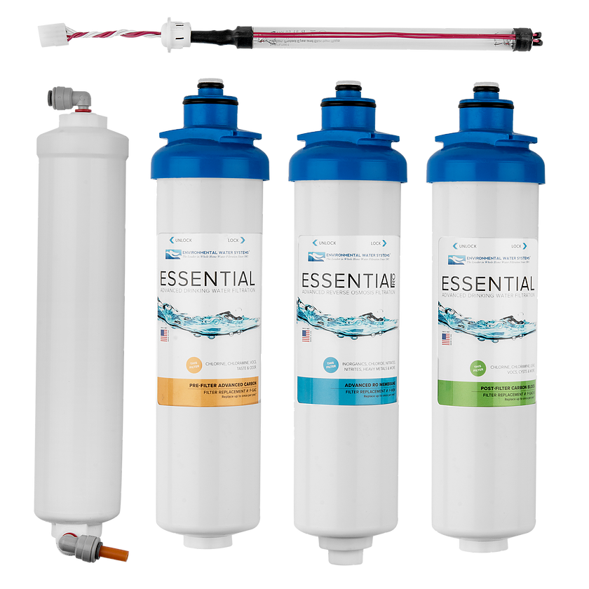 Environmental Water Systems Essential F.SET.RO4-UV Replacement Filter Set for RO4 Ultra Violet Reverse Osmosis Water Filtration System freeshipping - Drinking Well Co.