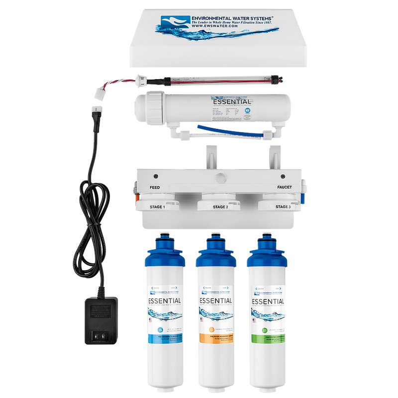 Environmental Water Systems Essential RO3-UV 3-Stage Reverse Osmosis Water Filtration System with Ultraviolet (UV) Disinfection freeshipping - Drinking Well Co.