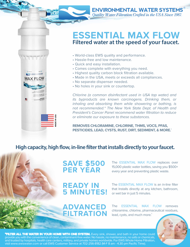 Environmental Water Systems - SS-2.5 Essential Max Flow in-line Filter Environmental Water Systems - SS-2.5 Essential Max Flow in-line Filter