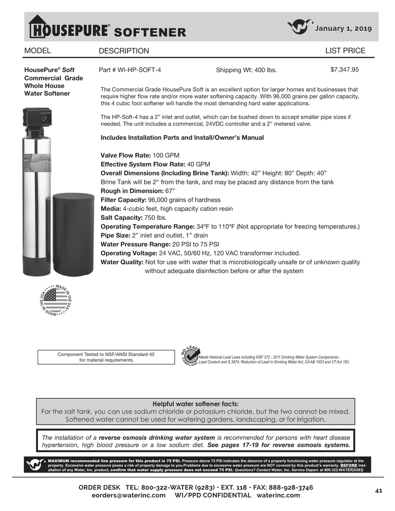 Water Inc HousePure WI-HP-SOFT-4 HousePure Soft Commercial Grade Whole House freeshipping - Drinking Well Co.
