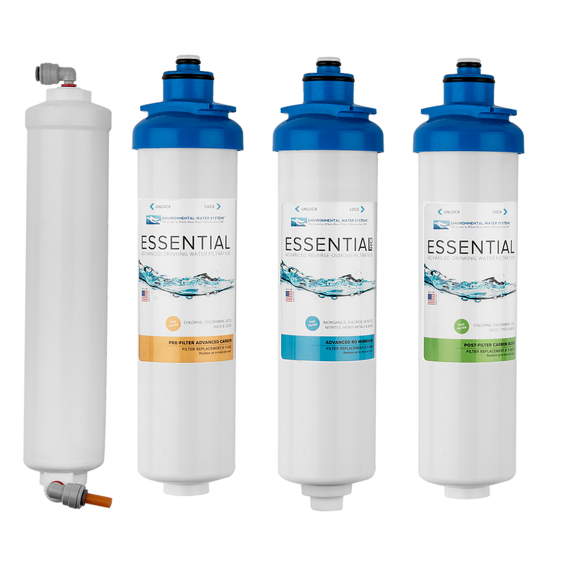 Environmental Water Systems F.SET.RO4 Replacement Filter Set for RO4 4-Stage Reverse Osmosis System freeshipping - Drinking Well Co.