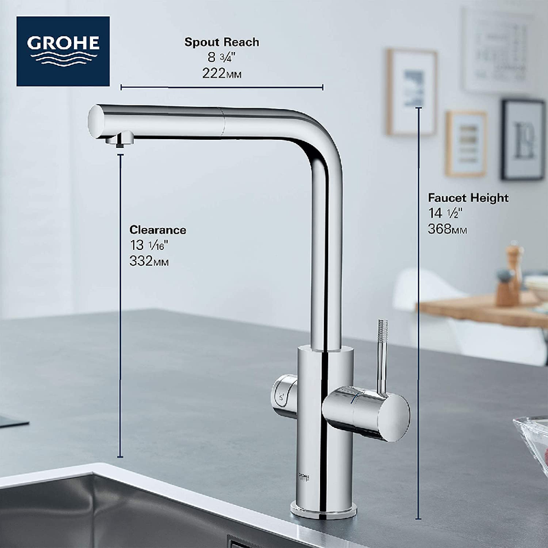 Grohe Blue 31608 Chilled and Sparkling Water Filtration System with Kitchen Faucet freeshipping - Drinking Well Co.